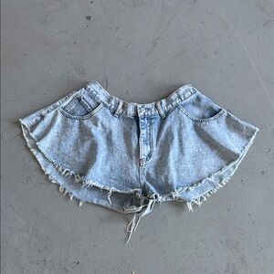 SHEIN Light Blue Frayed Jean Shorts